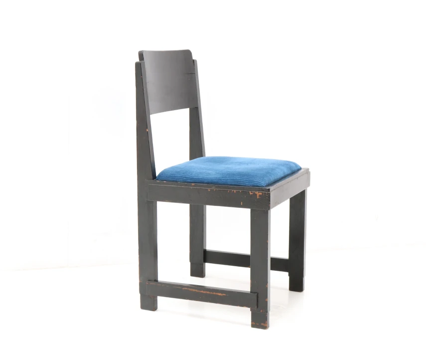 Set of 10 Art Deco Dining Chairs, Black Lacquered Oak, 1920s